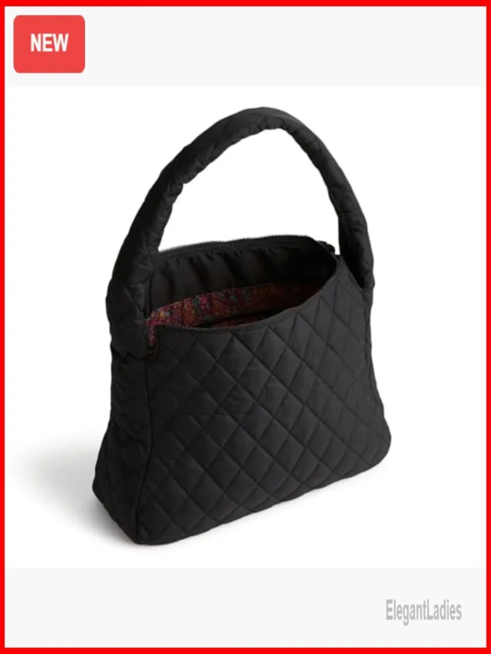 Lightweight Recycled Nylon Hobo Tote with Zip Pockets, 17x12x5